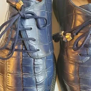 DONATO LLARRONE  MEN\'S BLUE CROCODILE LEATHER SIZE 10 Men Crocodile Leather Lace Up Dress Shoes in Blue – Jennifer  main image 4